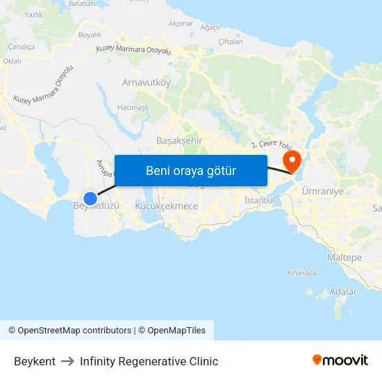Beykent to Infinity Regenerative Clinic map
