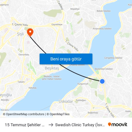 15 Temmuz Şehitler Köprüsü to Swedish Clinic Turkey (İsveç Klinik) map