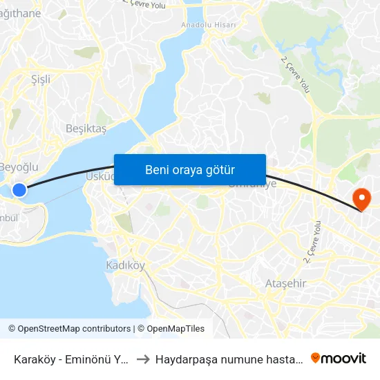 Karaköy - Eminönü Yönü to Haydarpaşa numune hastanesi map