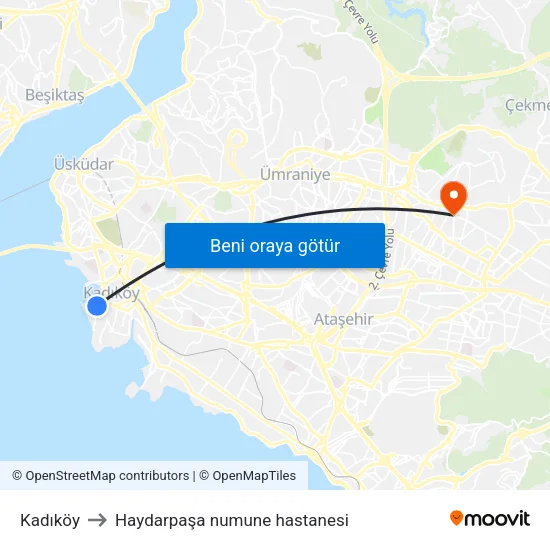 Kadıköy to Haydarpaşa numune hastanesi map