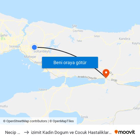 Necip Fazıl to izimit Kadin Dogum ve Cocuk Hastaliklari Hastanesi map