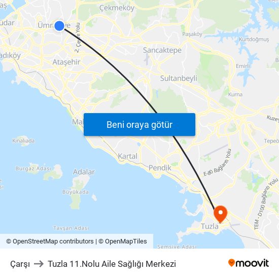 Çarşı to Tuzla 11.Nolu Aile Sağlığı Merkezi map