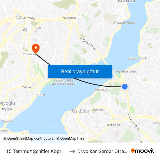15 Temmuz Şehitler Köprüsü to Dr.volkan Serdar Otrakçı map