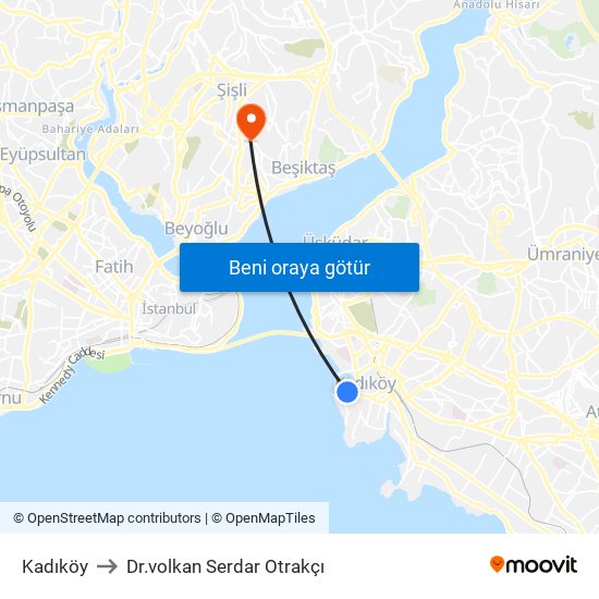 Kadıköy to Dr.volkan Serdar Otrakçı map