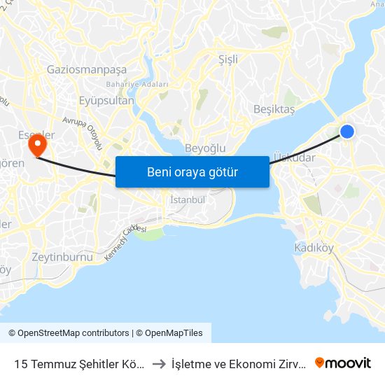 15 Temmuz Şehitler Köprüsü to İşletme ve Ekonomi Zirvesi'16 map