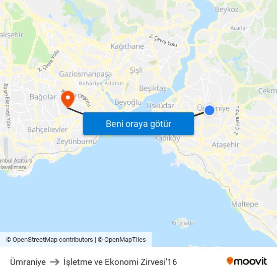 Ümraniye to İşletme ve Ekonomi Zirvesi'16 map