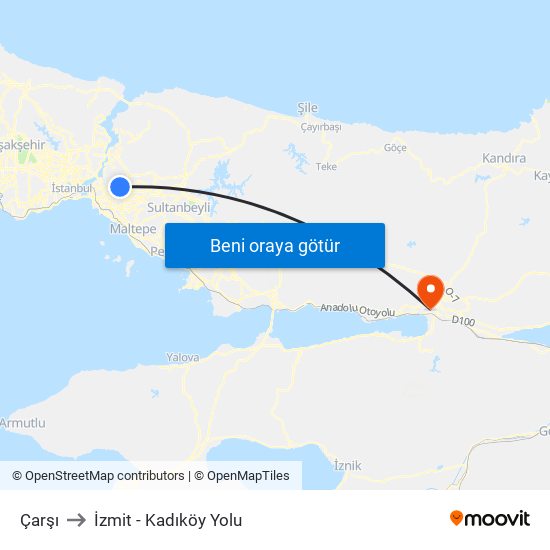 Çarşı to İzmit - Kadıköy Yolu map