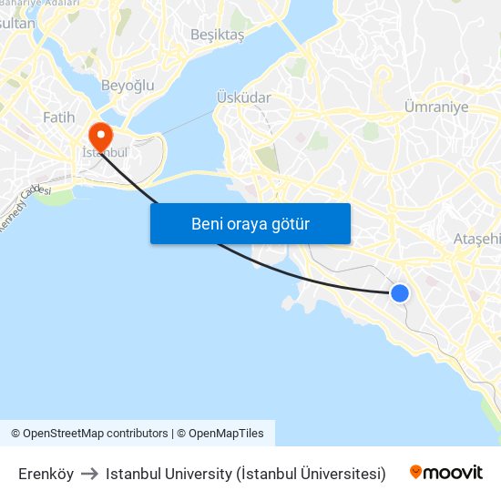 Erenköy to Istanbul University (İstanbul Üniversitesi) map