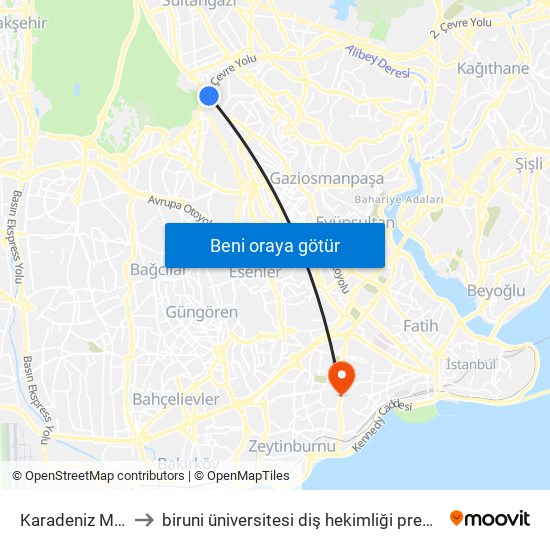 Karadeniz Mahallesi to biruni üniversitesi diş hekimliği preklinik laboratuvarı map