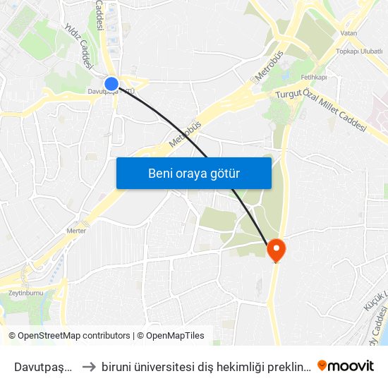 Davutpaşa - Ytü to biruni üniversitesi diş hekimliği preklinik laboratuvarı map