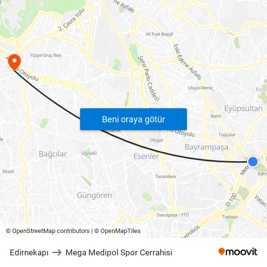 Edirnekapı to Mega Medipol Spor Cerrahisi map