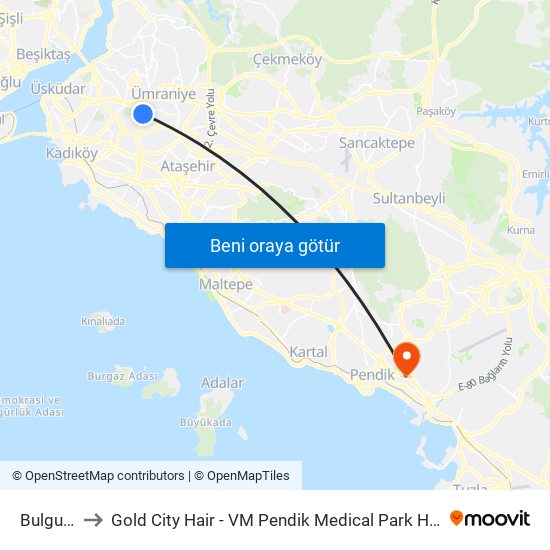 Bulgurlu to Gold City Hair - VM Pendik Medical Park Hospital map