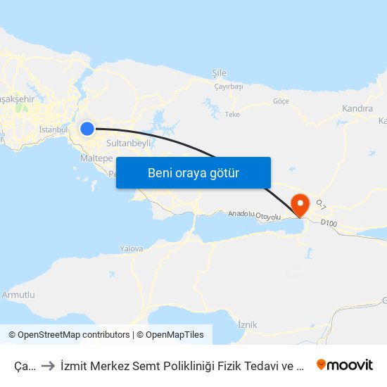 Çarşı to İzmit Merkez Semt Polikliniği Fizik Tedavi ve Rehabilitasyon map