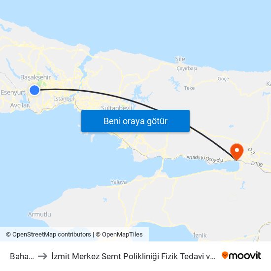 Bahariye to İzmit Merkez Semt Polikliniği Fizik Tedavi ve Rehabilitasyon map