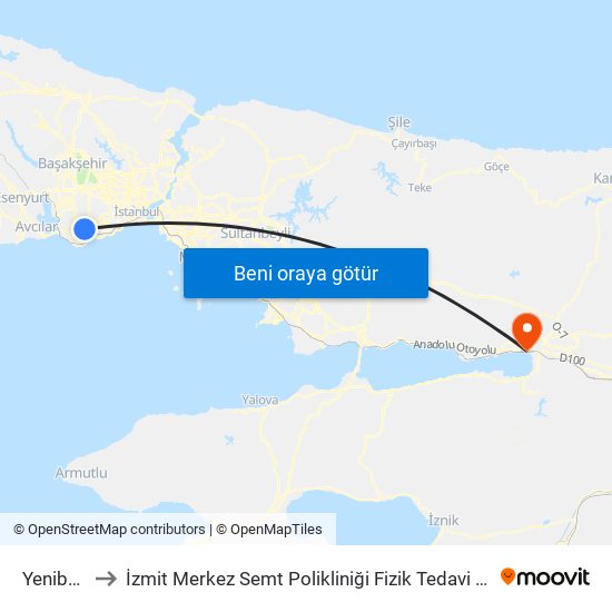 Yenibosna to İzmit Merkez Semt Polikliniği Fizik Tedavi ve Rehabilitasyon map