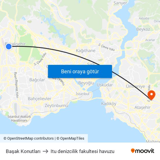 Başak Konutları to Itu denizcilik fakultesi havuzu map