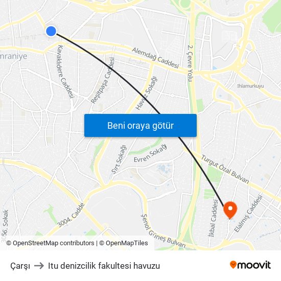 Çarşı to Itu denizcilik fakultesi havuzu map