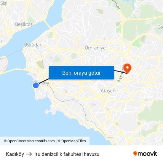 Kadıköy to Itu denizcilik fakultesi havuzu map