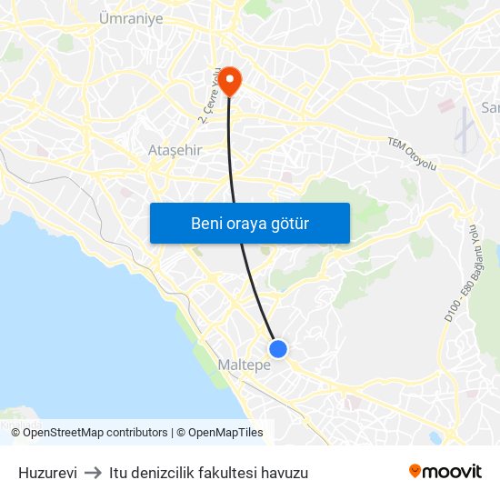 Huzurevi to Itu denizcilik fakultesi havuzu map