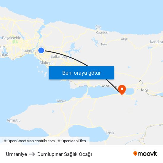 Ümraniye to Dumlupınar Sağlık Ocağı map