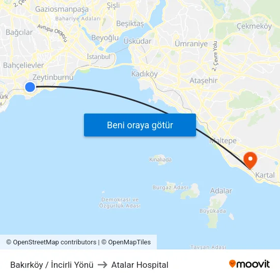 Bakırköy / İncirli Yönü to Atalar Hospital map
