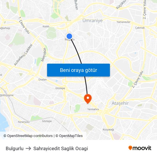 Bulgurlu to Sahrayicedit Saglik Ocagi map