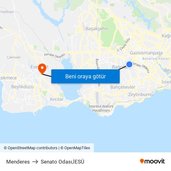 Menderes to Senato Odası,İESÜ map