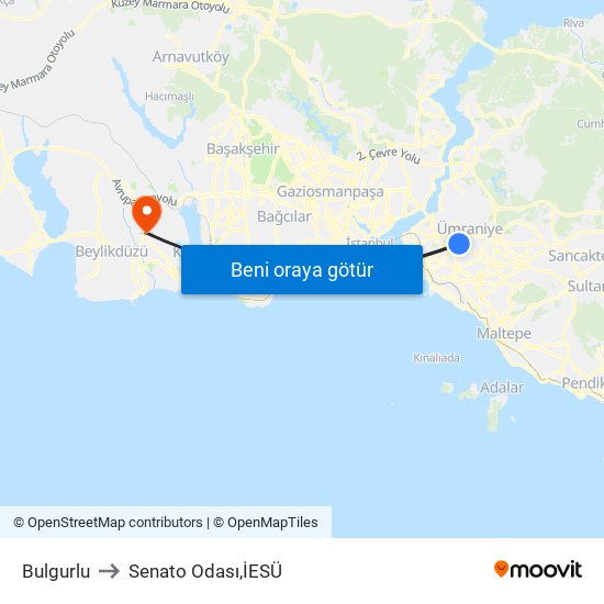 Bulgurlu to Senato Odası,İESÜ map