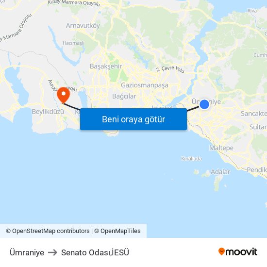 Ümraniye to Senato Odası,İESÜ map