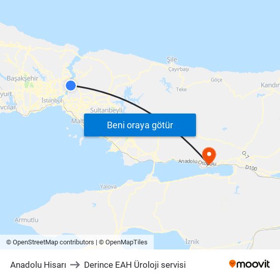 Anadolu Hisarı to Derince EAH Üroloji servisi map