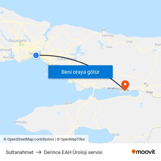 Sultanahmet to Derince EAH Üroloji servisi map