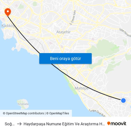 Soğanlık to Haydarpaşa Numune Eğitim Ve Araştırma Hastanesi Tıbbiye Binası map