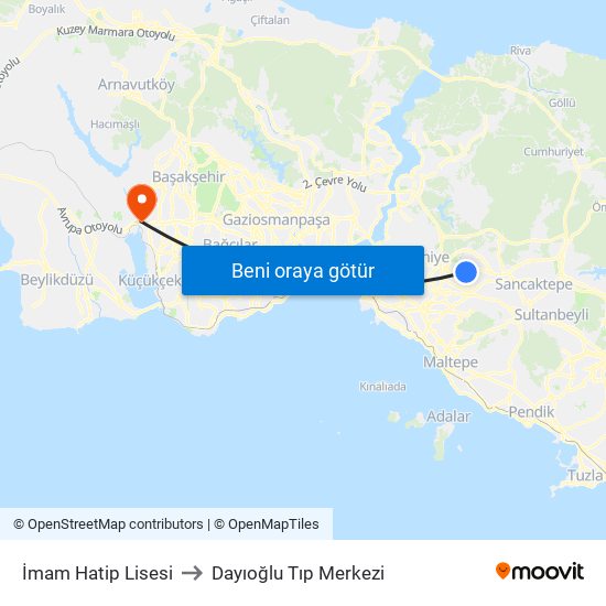 İmam Hatip Lisesi to Dayıoğlu Tıp Merkezi map