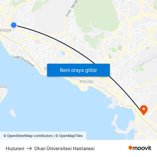 Huzurevi to Okan Üniversitesi Hastanesi map