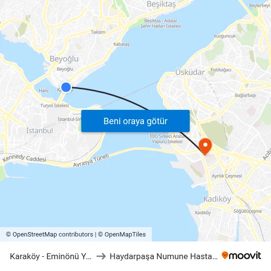 Karaköy - Eminönü Yönü to Haydarpaşa Numune Hastanesi map