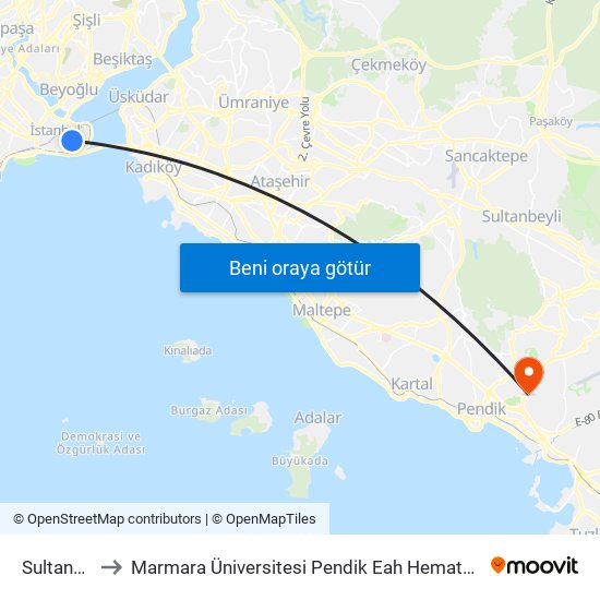 Sultanahmet to Marmara Üniversitesi Pendik Eah Hematoloji Onkoloji Ek Binası map