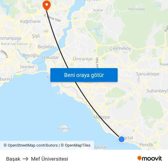 Başak to Mef Üniversitesi map