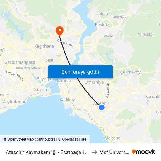 Ataşehir Kaymakamlığı - Esatpaşa 10 A Yönü to Mef Üniversitesi map