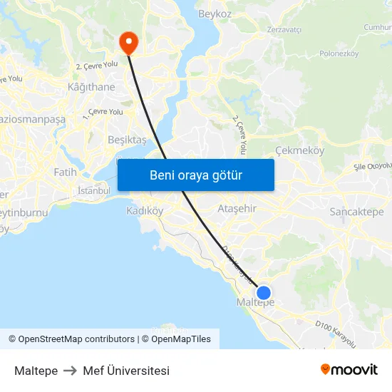 Maltepe to Mef Üniversitesi map