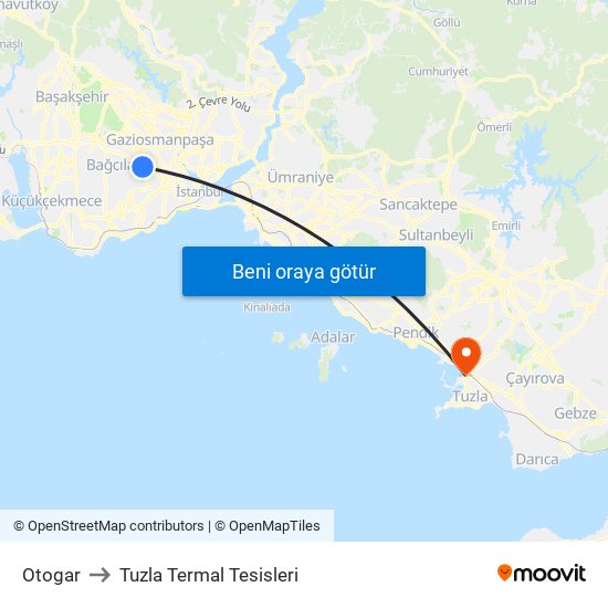 Otogar to Tuzla Termal Tesisleri map