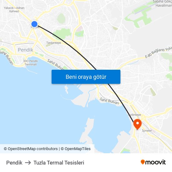 Pendik to Tuzla Termal Tesisleri map