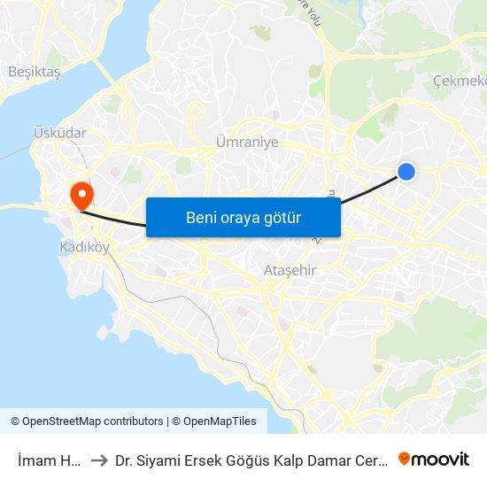 İmam Hatip Lisesi to Dr. Siyami Ersek Göğüs Kalp Damar Cerrahisi Eğitim Ve Araştırma Hastanesi map