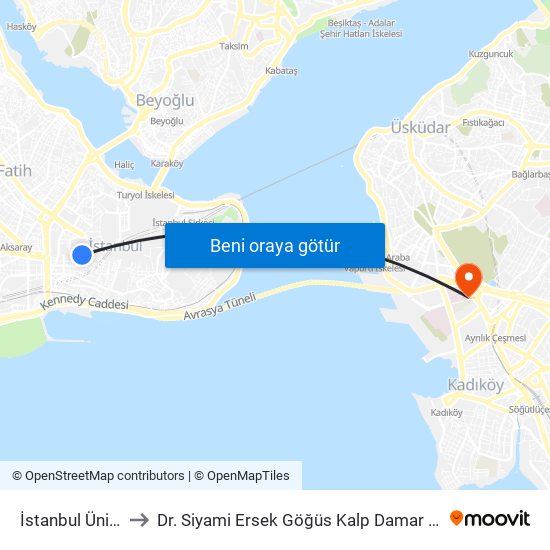 İstanbul Üniversitesi - Laleli to Dr. Siyami Ersek Göğüs Kalp Damar Cerrahisi Eğitim Ve Araştırma Hastanesi map