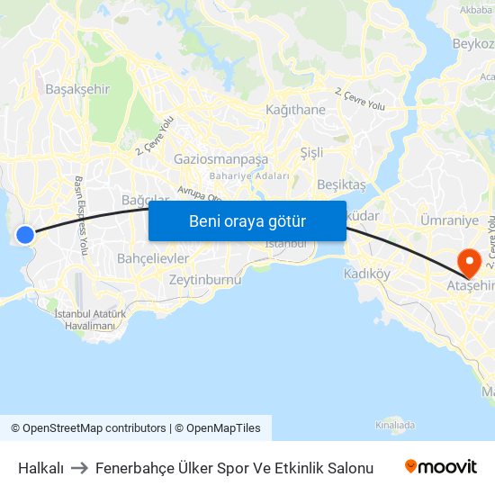 Halkalı to Fenerbahçe Ülker Spor Ve Etkinlik Salonu map