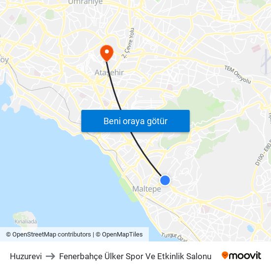 Huzurevi to Fenerbahçe Ülker Spor Ve Etkinlik Salonu map