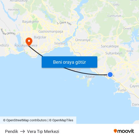 Pendik to Vera Tıp Merkezi map