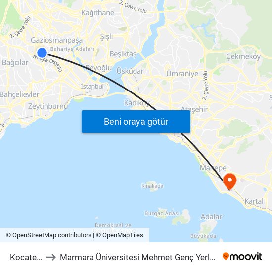 Kocatepe to Marmara Üniversitesi Mehmet Genç Yerleşkesi map