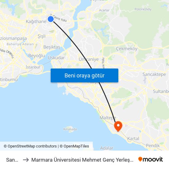 Sanayi to Marmara Üniversitesi Mehmet Genç Yerleşkesi map