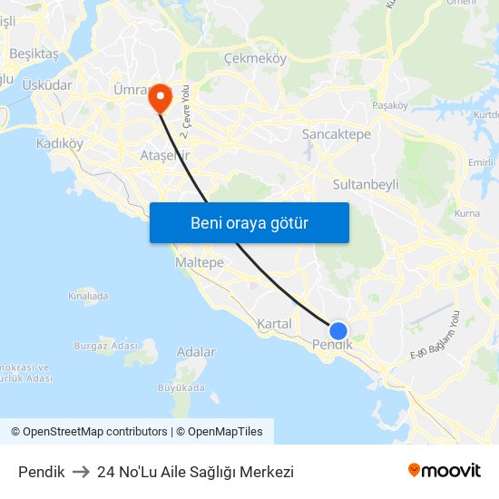 Pendik to 24 No'Lu Aile Sağlığı Merkezi map