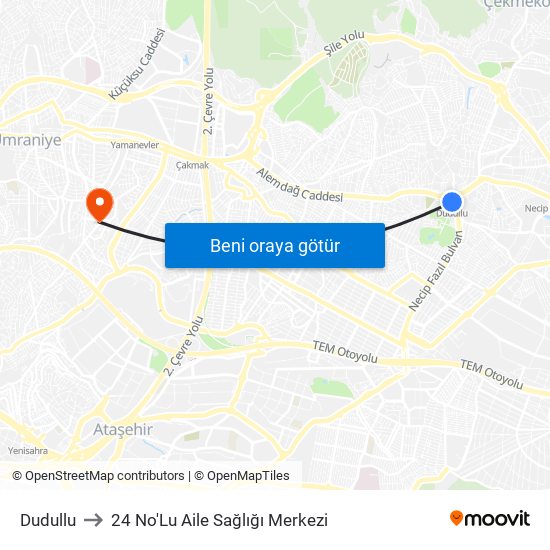 Dudullu to 24 No'Lu Aile Sağlığı Merkezi map